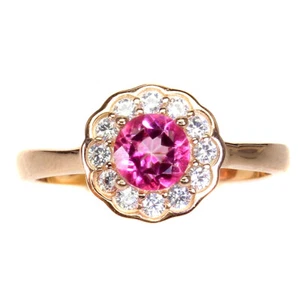Surface Coated Round Pink Topaz 5mm Simulated Cz 925 Sterling Silver Ring Size 8 - Picture 1 of 10