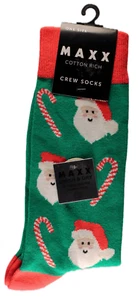 Christmas Mens / Womens Cotton Rich Socks Red Green Santa Theme - Picture 1 of 3