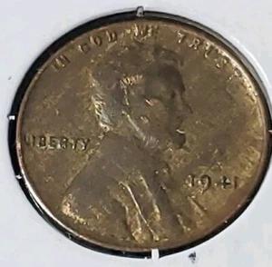 1941 Lincoln Wheat Cent, RD,Clash & Alloy Mix Error,Weak ,Woody Aspect Cent - Picture 1 of 9