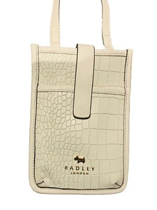 Radley Leather Phone Crossbody Bag Faux Croc in Chalk White - Picture 1 of 5