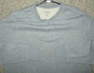 LL Bean River Driver Shirt Thermal Henley 2 Layer 100% Cotton Mens XL Gray - Picture 1 of 2
