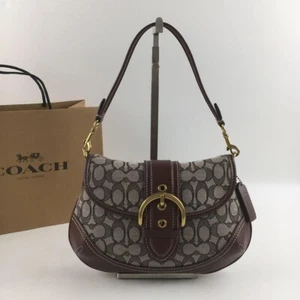Coach Soho Signature Jacquard Top Handle Shoulder Bag CJ814 Brown New 2412M - Picture 1 of 10