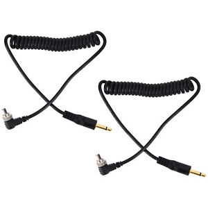 2pcs Universal 3.5mm to Male Flash PC Sync Cable Coiled Cord for Digital Cameras
