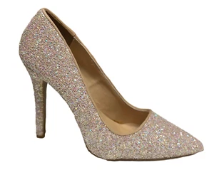 Qupid Milia-97 Pointy Toe Glitter Heels - Picture 1 of 26