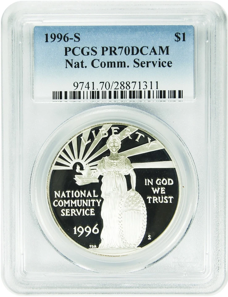 1996-S PCGS PR70DCAM National Community Service $1 Commemorative Dollar New PCGS - Image 1 of 1
