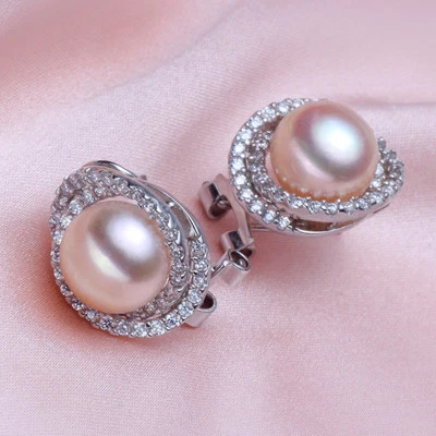 Set 12mm Natural south sea genuine pink or white perfect pearl earring  pendant - Image 1 of 2