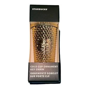 Starbucks Café 2022 Mini Vaso Tachonado Oro Taza Fría Llavero Adorno Nuevo - Imagen 1 de 5