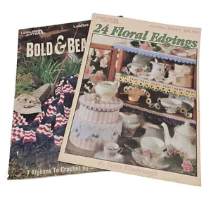 24 Floral Edgings Crochet & Bold & Beautiful Afghan Pattern Books Two Book Set - Picture 1 of 11