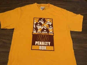 UMD University Of Minnesota Duluth Hockey Penalty Box Small Yellow T Shirt - Picture 1 of 9