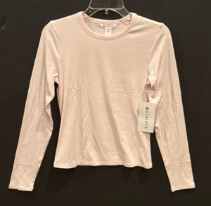 Athleta Signature Rib Crew Top Long Sleeve Top S Small Light Pink NEW w Tags - Picture 1 of 5
