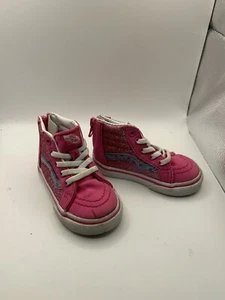 Vans High Top Toddler Size 4 Sneakers Glitter Pink Zipper - Picture 1 of 6