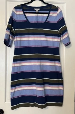 Tommy Bahama Shift Dress Large Striped Jersey T-shirt Preppy Casual Career - Image 1 of 4