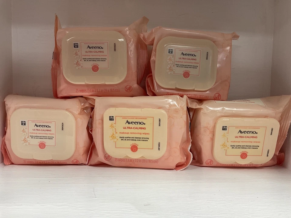 5 toallitas desmaquillantes ultra calmantes Aveeno para piel sensible 25 unidades nuevas Foto 1 de 1