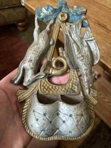 Antique Original Paint Cast Iron Hunting Animal Match Safe  - Picture 1 of 14