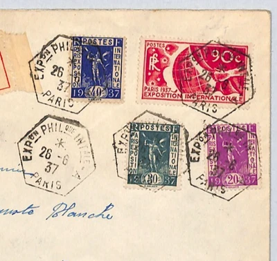 FRANCE Registered Cover Paris EXPO 1937 90c Carmine {samwells-covers}YZ263 - Image 1 of 4