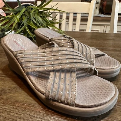 Skechers Cali Women's Promenade Easy Go Wedge Sandals Slip On Taupe Size 9 - Image 1 of 4