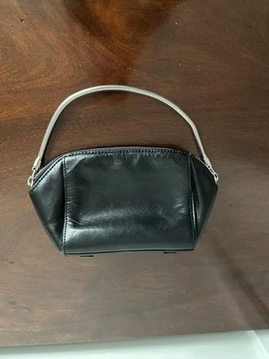 Alexander Wang Black Leather Wristlet Purse Silver Tone Snake Chain Handle - image 1 of 4
