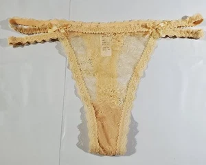Beigefarbener Damen-Tanga mit transparenter Spitze Größe M - Bild 1 von 5