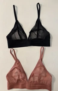 SOMA Mesh Triangle Bra Bralette With Get-A-Grip Straps in Clay Rose Black Medium - Picture 1 of 22