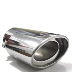 Universal Car Auto Exhaust Trim Tip Muffler Pipe Silver Chrome Tail Throat Pipe - Picture 1 of 12