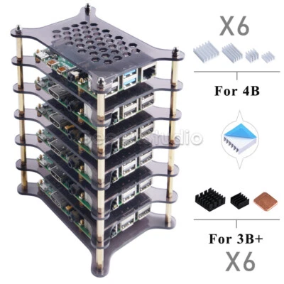 NEW! 6 Layers Case With Heatsink for Raspberry Pi 4 Model B / 2B / 3B / 3B+ - Image 1 of 4
