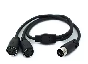 DIN Y Kabel 50 cm 5 polig Stecker zu 2x Buchse Stereo MIDI Adapter in Schwarz - Picture 1 of 3