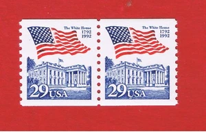 #2609 MNH OG Flag over White House Coil Pair Free S/H - Picture 1 of 1