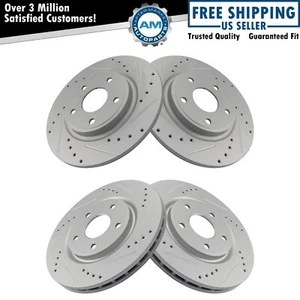 Performance Drilled & Slotted Front & Rear Brake Rotor Set for Chrysler VW Van - Picture 1 of 5