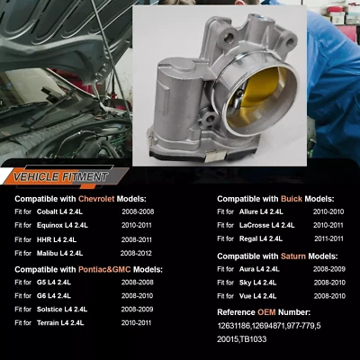 Corpo do acelerador para Chevrolet Equinox 10-11HHR Malibu 08-11 12631186 12694871 - Imagem 1 de 4