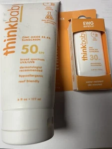 Thinkbaby Sunscreen Lotion Spf 50, 6 Fl Oz And Sunscreen Stick Spf EXP 5/25 - Picture 1 of 2