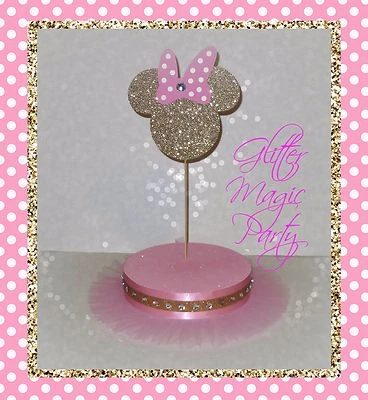 Светло-розовая и золотая голова Minnie Mouse — подставка для леденцов или тортов - Изображение 1 из 2