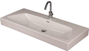 Manufaktur-Keramik Waschtisch für Aufsatz- oder Wandmontage, glasiert weiß 80x48 - Bild 1 von 3