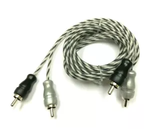 3 Ft Spiral Twisted Home Marine System Black White RCA Interconnect Cable USA - Picture 1 of 2