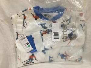 New Carter's Kid Boys 1-Piece Skiers Ski Fleece Footie Pajamas White Many Sizes - Picture 1 of 4