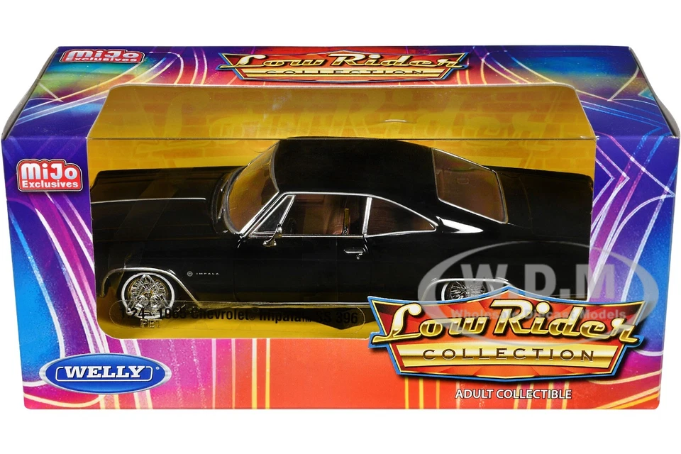 1965 CHEVROLET IMPALA SS 396 LOW RIDER BLACK 1/24 DIECAST MODEL CAR WELLY 22417