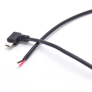 10 Stück 50cm Winkel 90D Micro USB Stecker auf Open-End 2 Drähte 20AWG Strom Ladekabel - Bild 1 von 8
