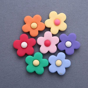 20 Mixed Color Flatback Resin 5-Petal Flower Cabochons 25mm Flatback Charms - Picture 1 of 7