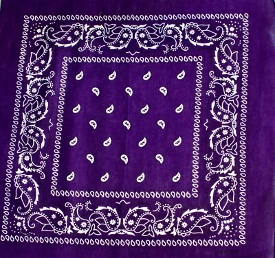 Bandana 100% Cotton Paisley Print Bandanna Scarf Handkerchief - Image 1 of 4