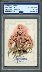 Phil Heath signierte 2013 Allen & Ginter Karte mit 7x Mr.O Inschrift PSA/DNA - Bild 1 von 2