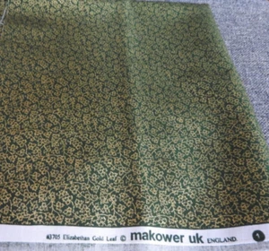 Makower Rare Vintage 'Elizabethan Gold Leaf' Cotton Fabric 20" x 44" Gold/Green - Picture 1 of 3