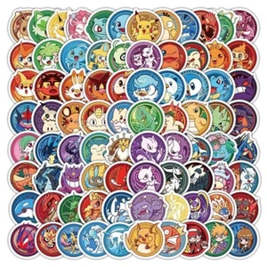 100 Pokemon Runde Aufkleber für Laptop Notebook Handy Hülle - US-Verkäufer - Bild 1 von 11
