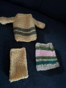 Vintage 1960s Barbie  Three Piece Multi Color Striped Top, Skirt & Sweater - Picture 1 of 9