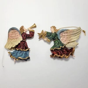 2 Vintage Resin Angel Christmas Ornaments - Picture 1 of 5