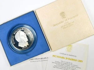 1972 Panama Franklin Mint 2000 Grains Sterling Silber 20 Balboas Münze - Bild 1 von 7
