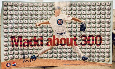 Chicago Cubs Poster Greg Maddux 300 Wins Atlanta Braves Hall Of Fame MLB Rare Cover