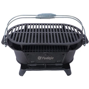 Parrilla de hierro fundido ovalada para exteriores, parrilla de carbón portátil y hierro fundido de mesa - Imagen 1 de 18