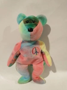 Unique Ty Beanie Baby Babies Peace the Bear Plush Bean No Tag 1996 Rere 9" - Picture 1 of 8
