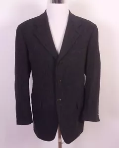 vintage EUC Chaps Ralph Lauren Charcoal Herringbone 100% Wool Tweed Blazer 42 R - Picture 1 of 6