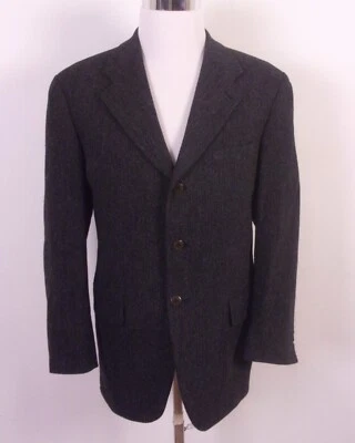 vintage EUC Chaps Ralph Lauren Charcoal Herringbone 100% Wool Tweed Blazer 42 R - Image 1 of 4
