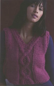 Lion Brand Knitting Pattern 60434A Wool-Ease Cable Accent Vest Women 38"-54" - Picture 1 of 3